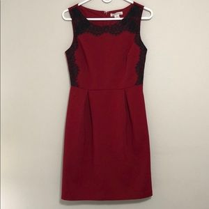 Liz Claiborne Red Black Lace Dress